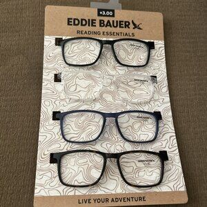 EDDIE BAUER Men's Reading ESSENTIALS Designer Glasses +3.00 Multi Color Set Of 4